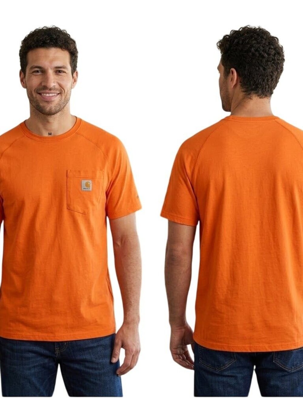 Carhartt Mens Work T-Shirt Medium Orange Relaxed Fit Short Sleeve Pocket Tee